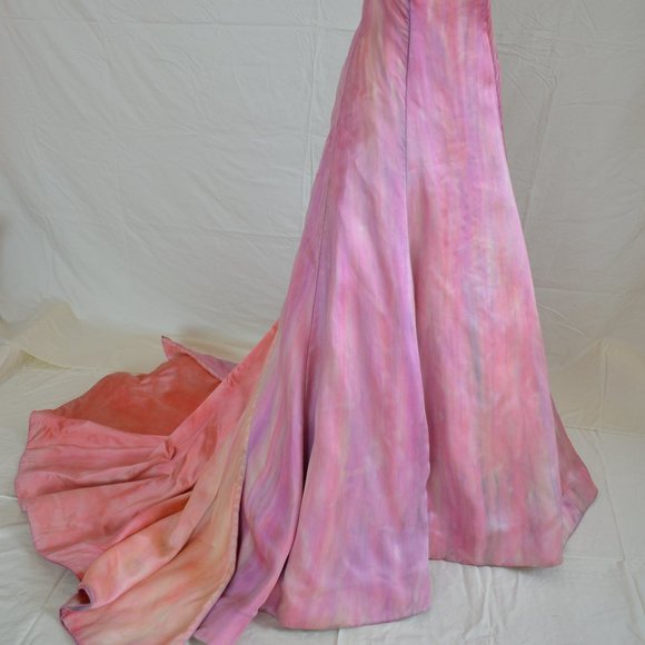 painted Vera Wang silk Wedding dress gown pink ivory white blush 2 4 6 8 purple - Picture 15 of 16